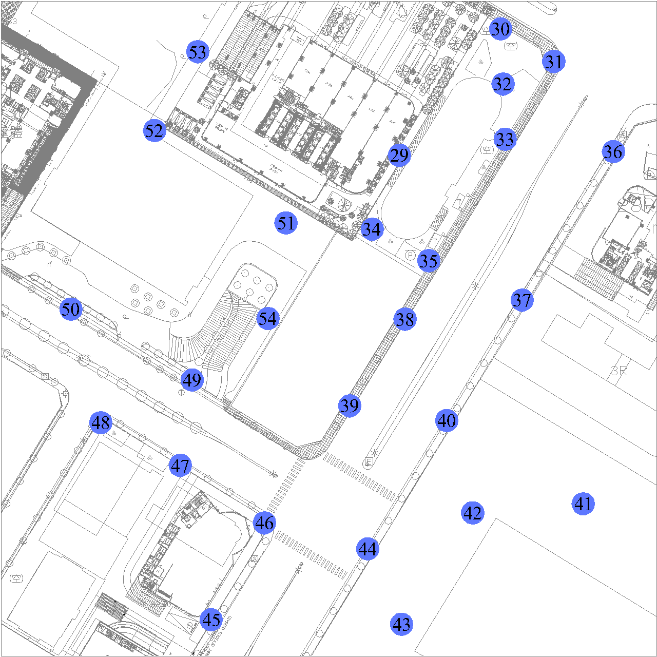 興建前評估結果與測點分佈圖